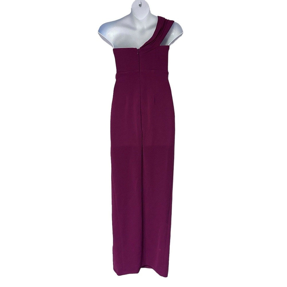BARIANO Jersey Berry-Burgundy One Shoulder Gown Formal Cocktail Maxi Prom Dress - Picture 7 of 16